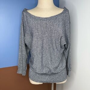 WHBM White House‎ Black Market Reversible Ecru Night Sky 3/4 Sleeve Top Large